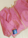 Pure tissue saree with hand painted floral appliq work