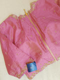Pure tissue saree with hand painted floral appliq work