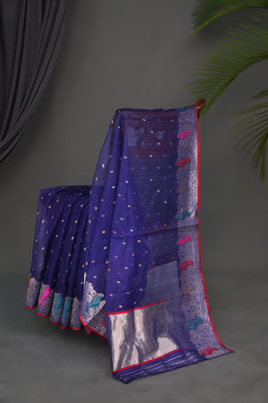 Chanderi silk saree in a stunning royal blue hue