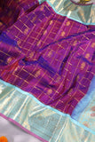 Gadwal pattu saree in the most beautiful majenta and aqua blue
