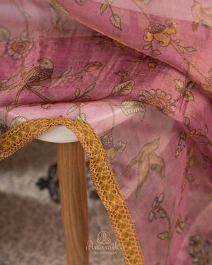 Pure organza saree with beautiful kalamkari prints