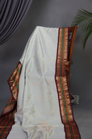 Gadwal Pattu saree in grey and brown