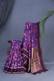 A beautiful floral Tusser Georgette - Purple
