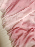 Shaded pink Georgette saree with work border