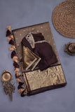 Kanjeevaram saree in the most trending color - dark brown