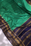 Gorgeous Mysore Silk Saree in green with  a contrast blue border