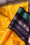Kanjeevaram saree in a stunning shade of yellow and black