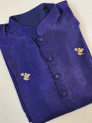 A Royal blue kurta with all over zardosi work buttas