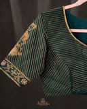 Dark Bottle Green blouse with all over cutdana work