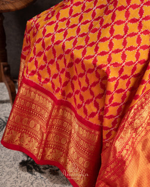 Orange Twill Silk Saree with a beautiful kanchi border