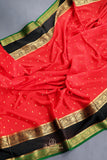 Mysore Silk saree in a stunning shade of red and black