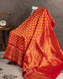 Orange Twill Silk Saree with a beautiful kanchi border