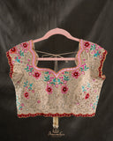 Kanjeevaram saree in a lovely shade of baby pink and off white pastels