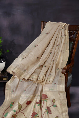 Elegant Cotton Paithani Saree in lovely beige