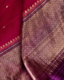 Rawsilk saree in magenta with plum border