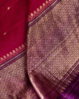 Rawsilk saree in magenta with plum border