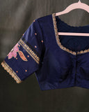 Deep orange Gadwal saree with handcrafted kalamkari appliqué work Border