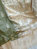 Banarasi tissue saree in a lovely sage green and ivory combo