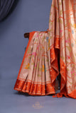 A beautiful Paithani inspired Georgette saree - Orange