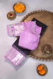 A beautiful vintage styled Gadwal in a unique black and lavender shade.