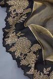 Banarasi tissue saree in stunning black and antique gold combo