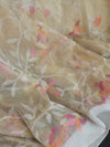 Gold Tissue muslin jamdaani saree with a pink blouse