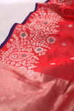 Regal chanderi pattu in a ravishing red color