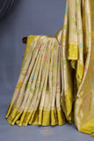A beautiful Paithani inspired Georgette saree - Lime Green