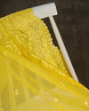 Lovely yellow Georgette saree with beautiful scalloped Chikankari border