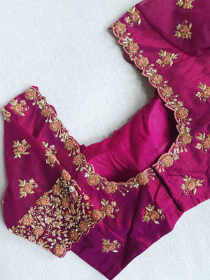 Peach Gadwal Kanchi saree with plain border