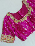 Peach Jamdaani saree with a beautiful bandini blouse