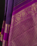 Deep purple Kanchipattu saree with contrast magenta gap border