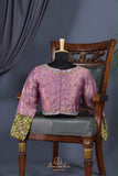 Parrot Green falling silk with hand painted kalamkari border