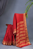 Classic red and regal gold mysore crepe silk saree