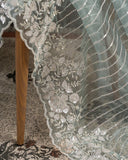 Pastel blue organza saree with all over pearl and sequins work
