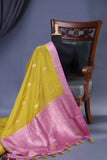 Soft Silk Pattu - Color play at its finest - Yellow/Lavender Pink