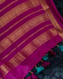 Mysore crepe silk saree in a lovely color combo of teal and magenta