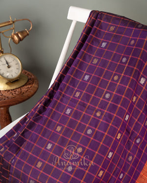 Purple & Red combo Gadwal Pattu saree