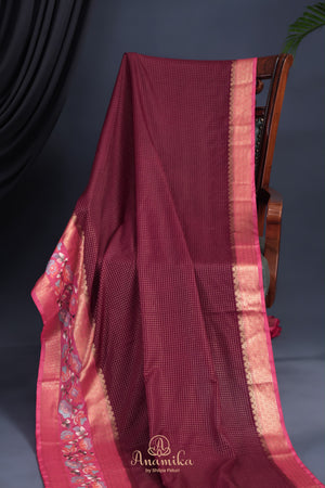 Mysore crepe silk saree with embroidered border