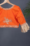 Banarasi brocade tissue saree in champagne with a beautiful light orange border