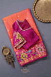 Pure Kanjeevaram saree with kalamkari appliq work border