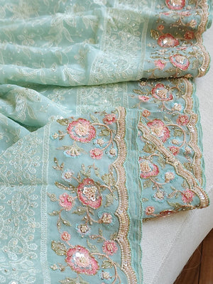 Chikankari georgette saree in blue