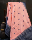 Peach and Steel blue Gadwal pattu saree