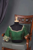 Dark green blouse with heavy embroidery work