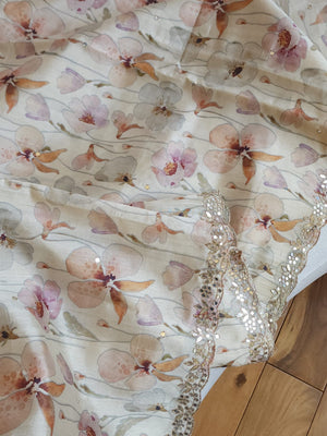 Handloom tusser saree with all over floral prints