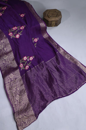 Soft Silk Saree in purple at a budget friendly price