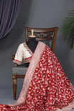 Rich Red and Blush Banarasi Silk Saree