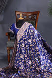 Banarasi Katan Silk saree in a royal blue shade