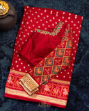 A beautiful red saree - Bandini Crepe with Patola