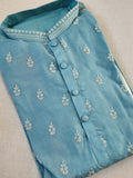 Pastel Aqua Blue kurta with beautiful thread work buttas all over
